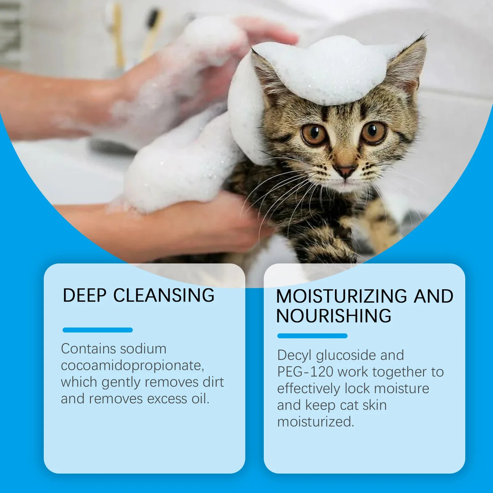 Yegbong Cat Cleaning Mousse – 60ML Waterless Pet Shampoo for Kittens & Cats, Removes Dirt & Oil, Moisturizes & Smooths Fur