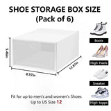 Dual-Frame Reinforced Transparent Shoe Boxes – Pack of 6 Stackable Flip-Lid Organisers