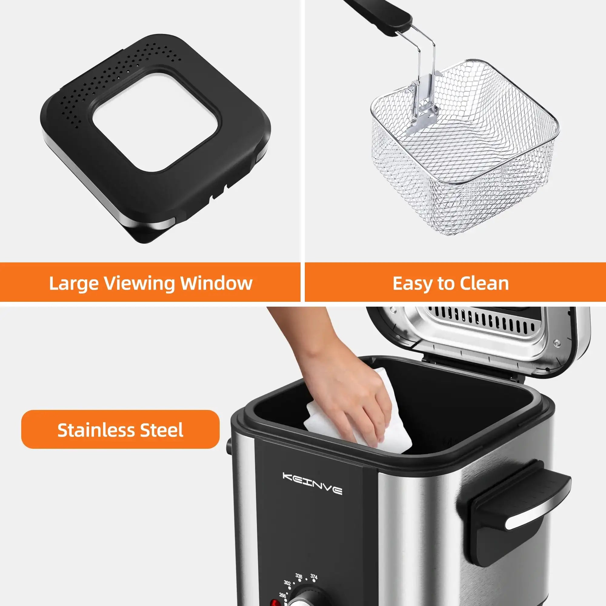 “Electric Mini Deep Fryer 1.5 L / 1.6 QT – Non-Stick Basket, Cool-Touch Sides”