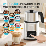 14-in-1 Electric Milk Frother & Steamer – Dual Cups (20.3oz & 13.5oz) Automatic Foam Maker & Milk Warmer