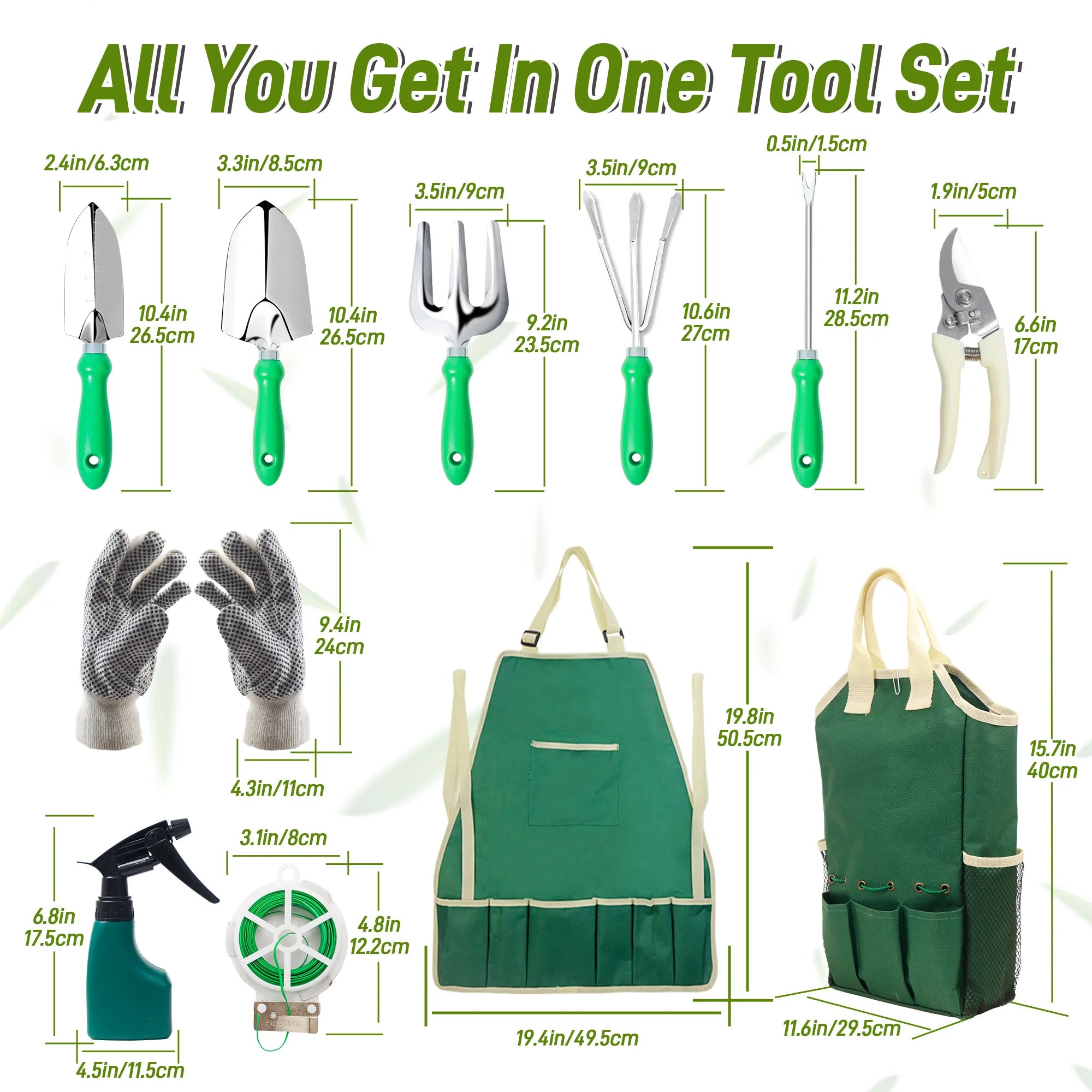 11PCS Garden Tool Set – Professional Gardening Kit with Organizer Handbag for Digging, Planting & Pruning