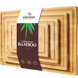 “4-Piece Extra Large Bamboo Cutting Board Set – Heavy Duty Kitchen Boards with Juice Groove & Inner Handles”