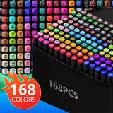 168-Color Dual-Ended Alcohol Marker Set – Permanent Brush & Fine Tip for Sketching, Drawing & Creative Notes 🎨