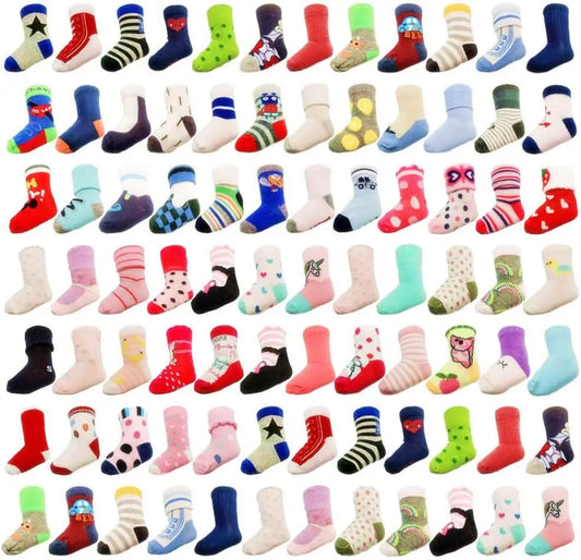 20-Pairs Baby Socks Bundle – Wholesale Cotton Socks for Infant Boys & Girls, Bulk Toddler Kids’ Essentials Set