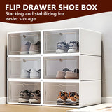Dual-Frame Reinforced Transparent Shoe Boxes – Pack of 6 Stackable Flip-Lid Organisers
