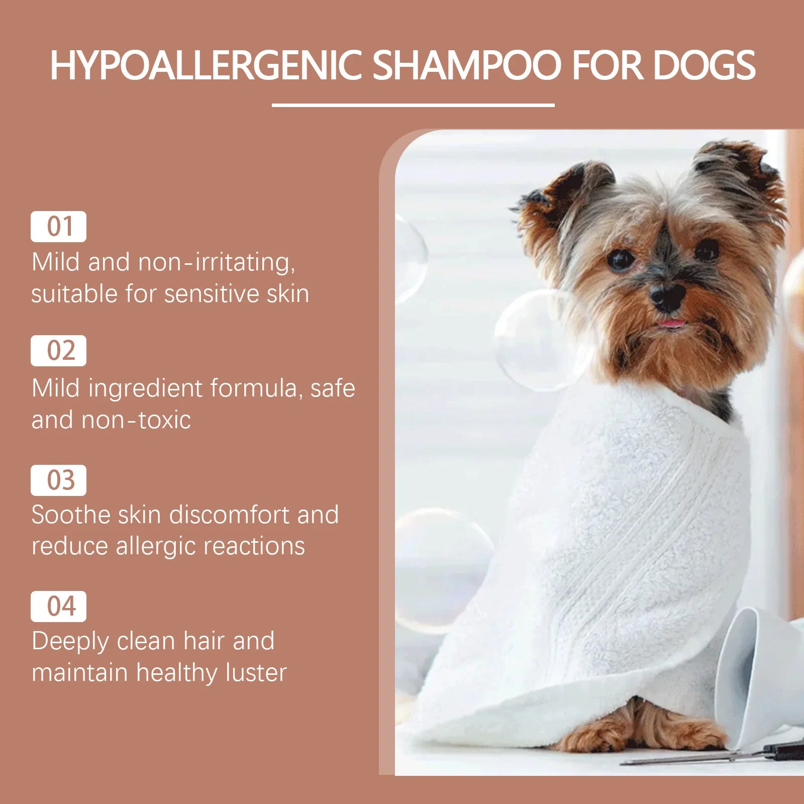 Yegbong Pet Shampoo 100ml – Hypoallergenic Dog Bath Wash, Hair Softening & Itchy Skin Relief, Nourishing Fur Cleanser