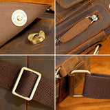 WESTAL Crazy Horse Leather Men’s Shoulder Bag – Vintage Crossbody Messenger Bag with USB Charging Port