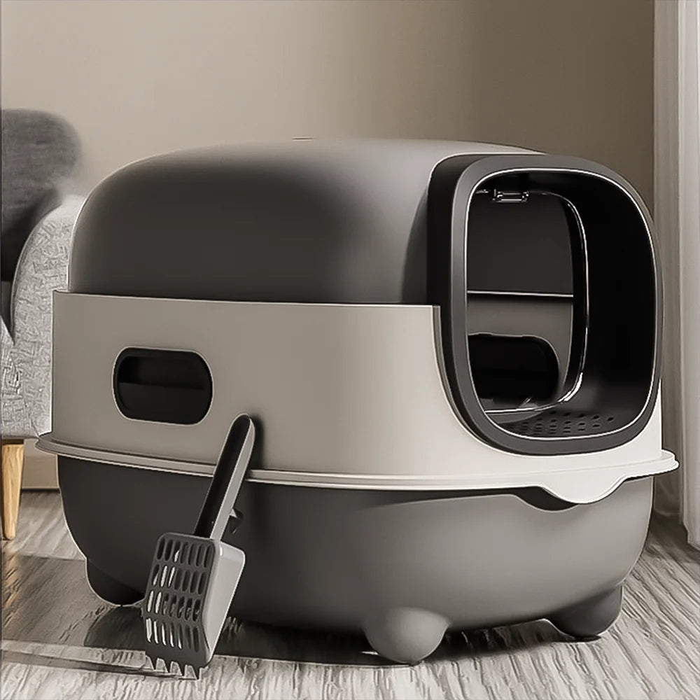 Closed Cat Litter Box – Splash-Proof, Odor-Control & Foldable Dual-Purpose Design for Cats 🐱✨