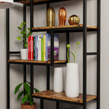 Industrial 6‑Shelf Etagere Bookcase – Geometric Open Display with Sturdy Metal Frame