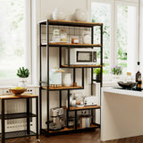 Industrial 6‑Shelf Etagere Bookcase – Geometric Open Display with Sturdy Metal Frame
