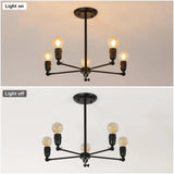 Modern Black 5-Light Industrial Chandelier with Adjustable Height – Farmhouse Sputnik Ceiling Lamp for Dining & Living Rooms