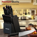 “High-Carbon German Stainless Steel Kitchen Knife Set with Built-in Sharpener”