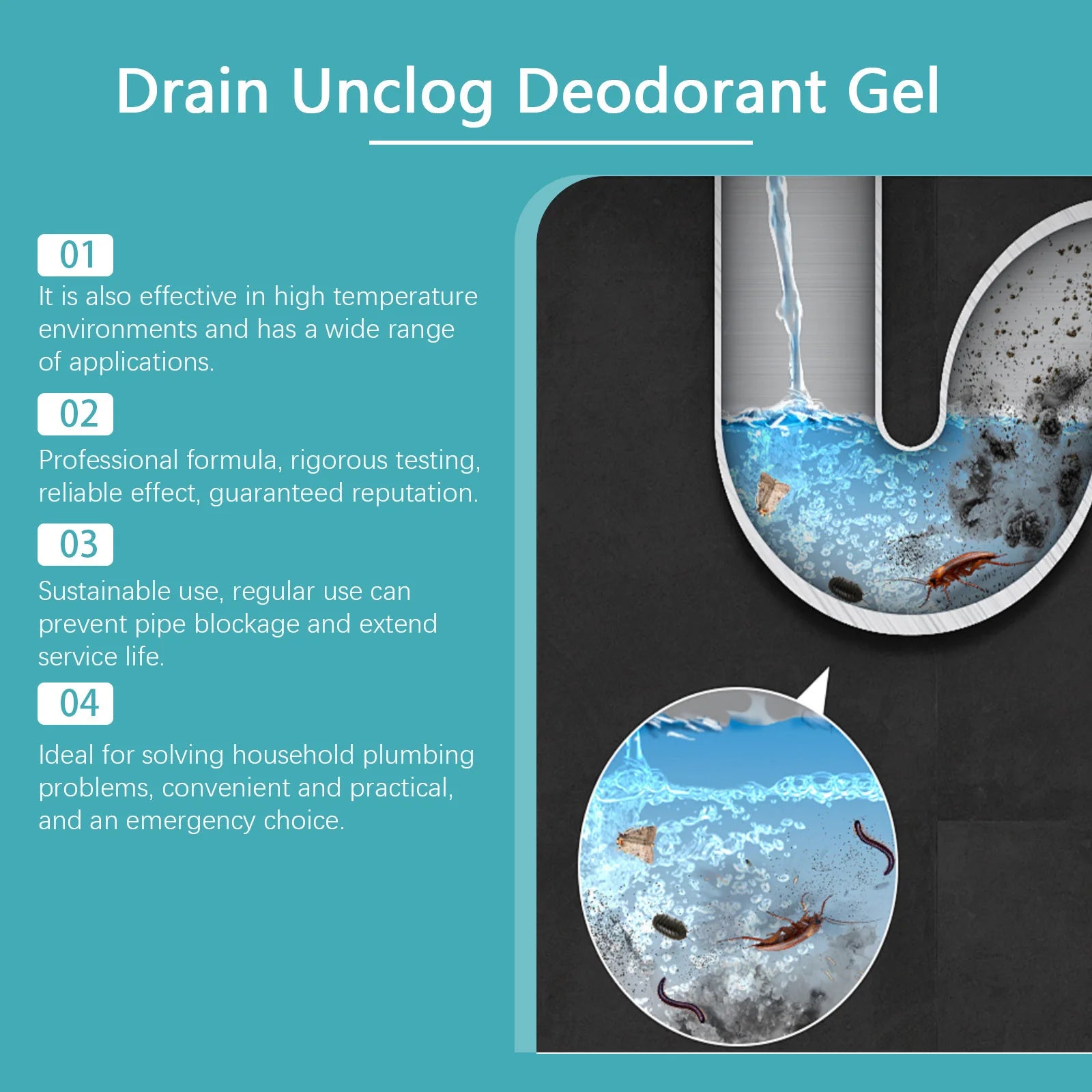 Pipeline Dredge Agent – 100 mL Drain Cleaner & Deodorant Gel for Kitchen & Bathroom Pipes