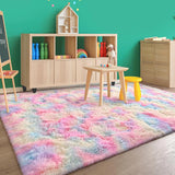 Soft Fluffy Rainbow Rug – Colorful Shaggy Carpet for Girls’ Bedroom, Nursery & Playroom Décor