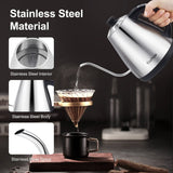 Stainless Steel Electric Gooseneck Kettle with Coffee Dripper – Pour-Over Kettle with Temperature Control & LED Display