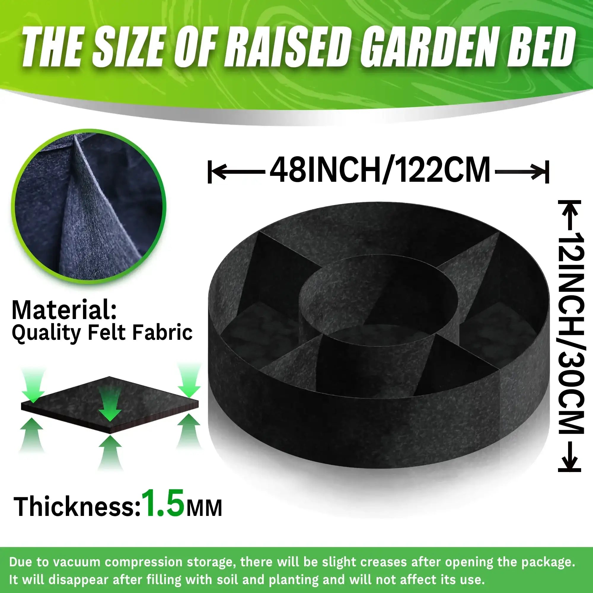 12-Pack 12 in Round Garden Grow Bags with Handles – 4-Grid Vegetable & Flower Planting Bed