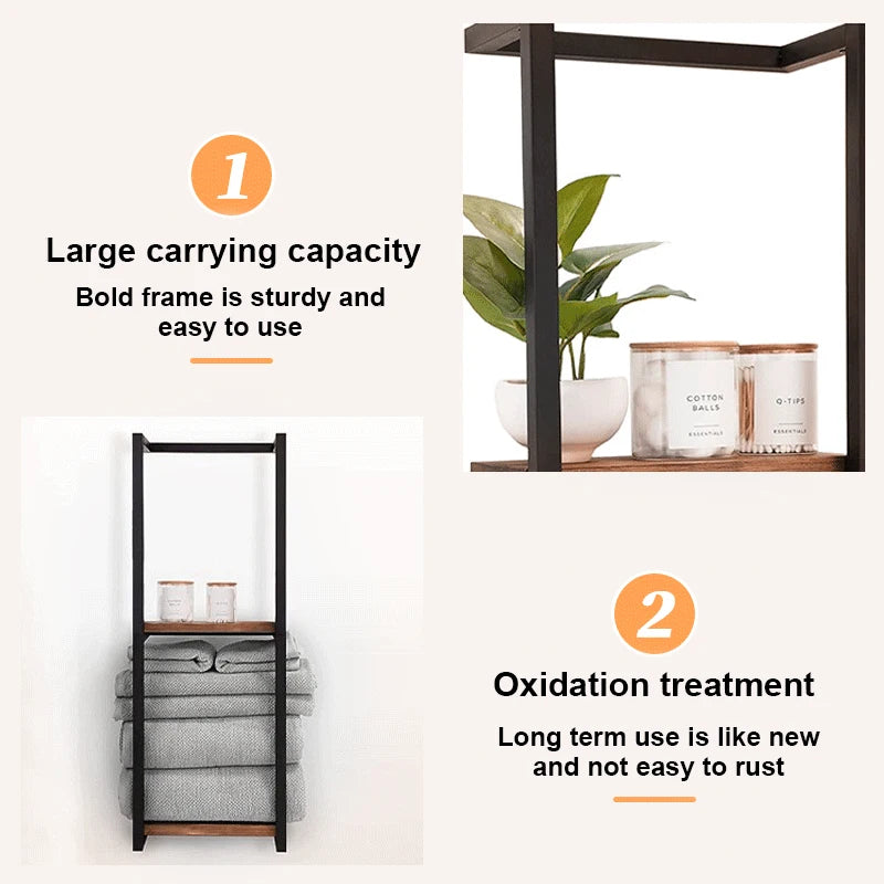 2-Tier Wall-Mounted Towel Storage Rack – Space-Saving Bathroom & Bedroom Organizer
