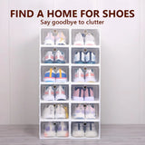 Dual-Frame Reinforced Transparent Shoe Boxes – Pack of 6 Stackable Flip-Lid Organisers