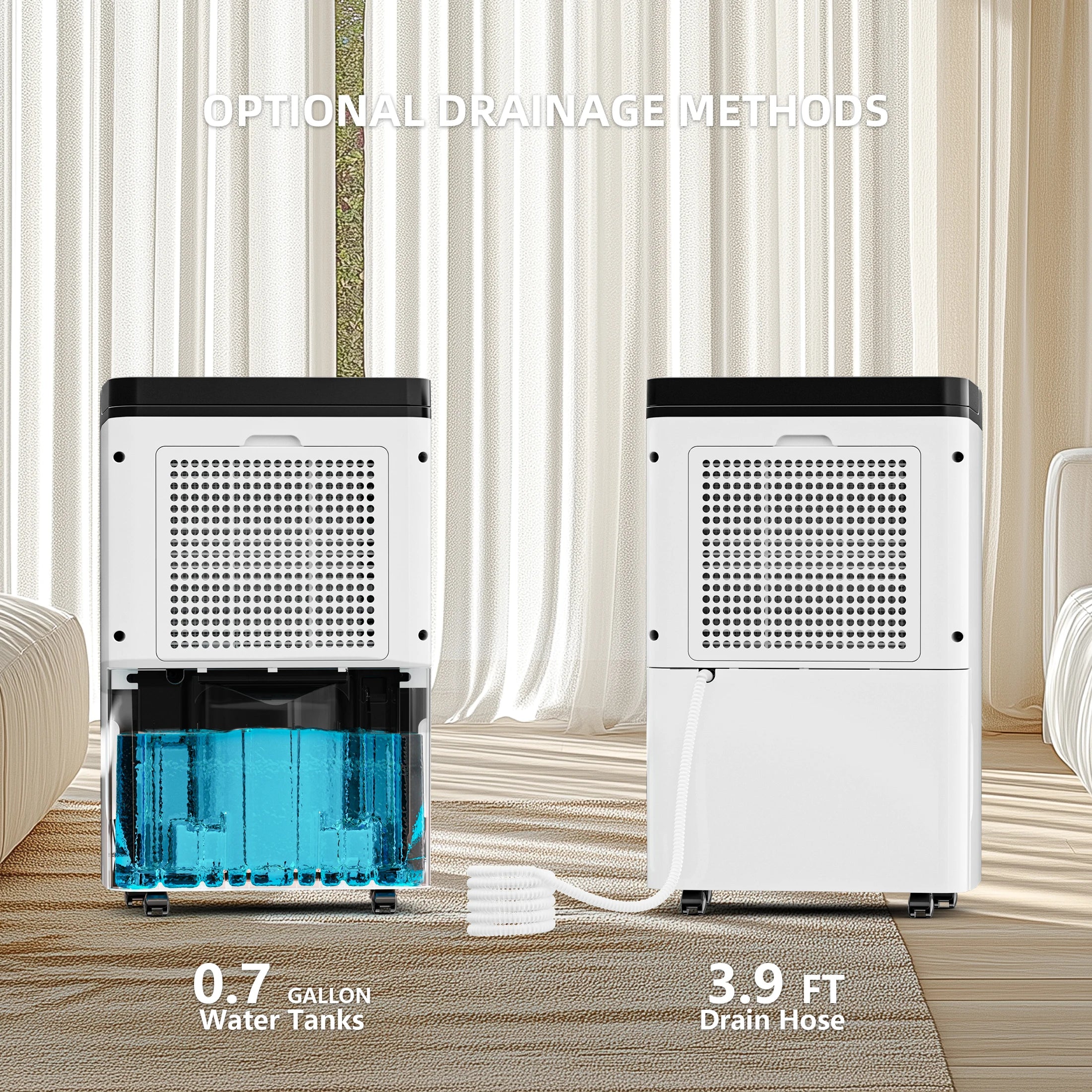 AIRPLUS 19-Pint (DOE) / 70-Pint Max Capacity Dehumidifier – Auto Shut-Off, Auto/Manual Drain Option for Home Humidity Control