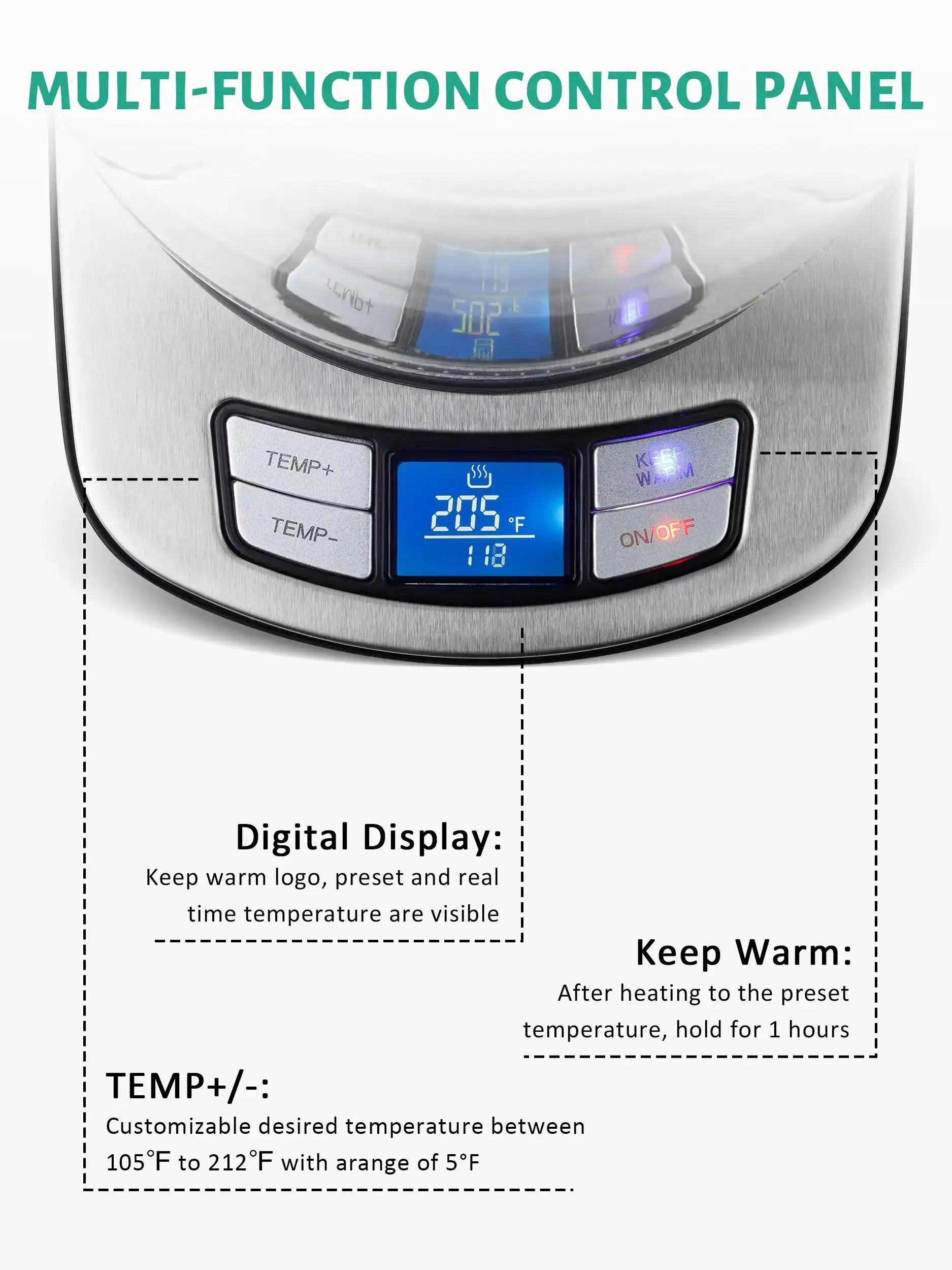 Cachoo 1.7 L Electric Glass Kettle with Temperature Control & Removable Infuser