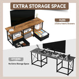 55″ TV Stand with Fabric Drawers – Black Finish Entertainment Console