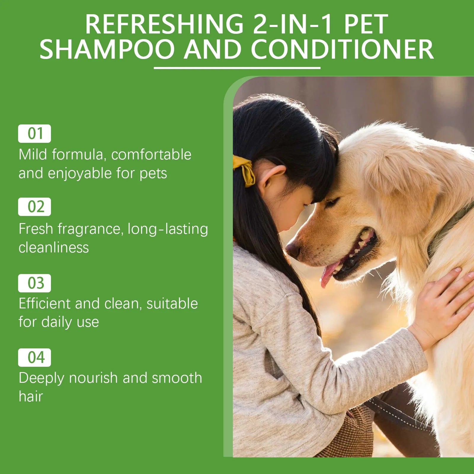Yegbong 2-in-1 Pet Shampoo & Conditioner – 100ML Cat & Dog Bath Formula, Odor Eliminating, Anti-Itch & Smooth Hair Care