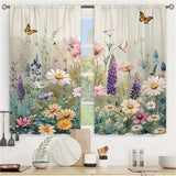 2-Panel Pastoral Floral Curtains – 3D Butterfly & Wildflower Pattern Drapes for Living Room, Bedroom & Balcony