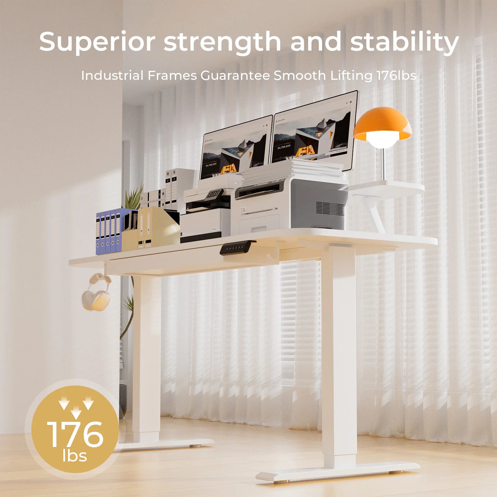 Electric Height-Adjustable Standing Desk with Drawers – Ergonomic Sit‑Stand Workstation for Home & Office