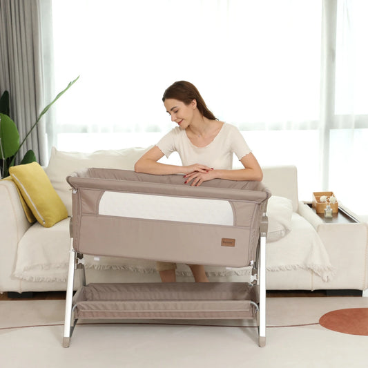 Baby Storch Rocking Bedside Sleeper & Portable Fold‑Crib – Pink