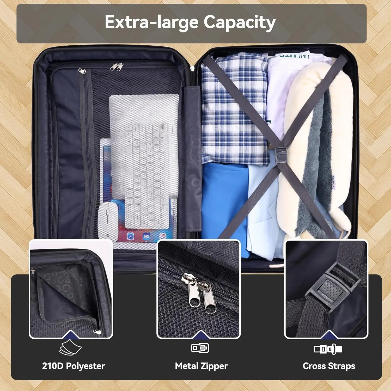 5-Piece ABS+PC Hardshell Luggage Set – Carry-On & Checked Suitcases with Spinner Wheels and TSA Locks for Business & Plane Travel