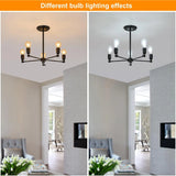 Modern Black 5-Light Industrial Chandelier with Adjustable Height – Farmhouse Sputnik Ceiling Lamp for Dining & Living Rooms