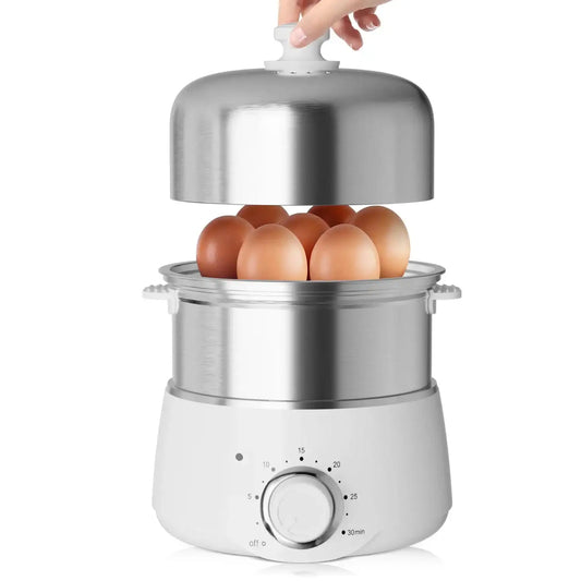 14-Egg Capacity Electric Egg Cooker – Stainless Steel Hard-Boiled Egg Maker with 30-Min Timer & Auto Shut-Off
