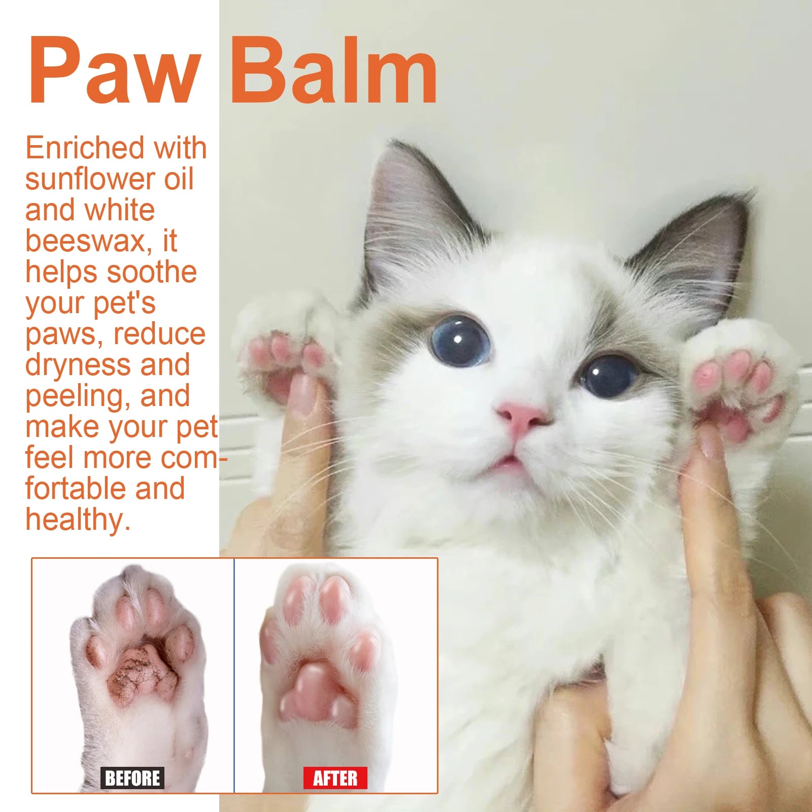 Pet Paw Soothing Cream – Moisturizing Balm for Cats & Dogs, Dry Nose & Cracked Foot Skin Repair (30g)