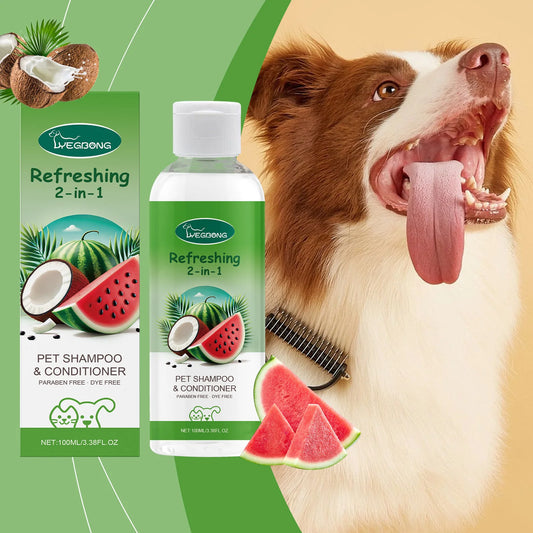 Yegbong 2-in-1 Pet Shampoo & Conditioner – 100ML Cat & Dog Bath Formula, Odor Eliminating, Anti-Itch & Smooth Hair Care