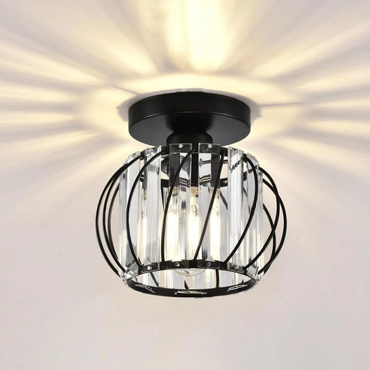Antique Semi-Flush Mount Crystal Chandelier – Small Ceiling Light Fixture for Bathroom, Hallway & Café 💎💡