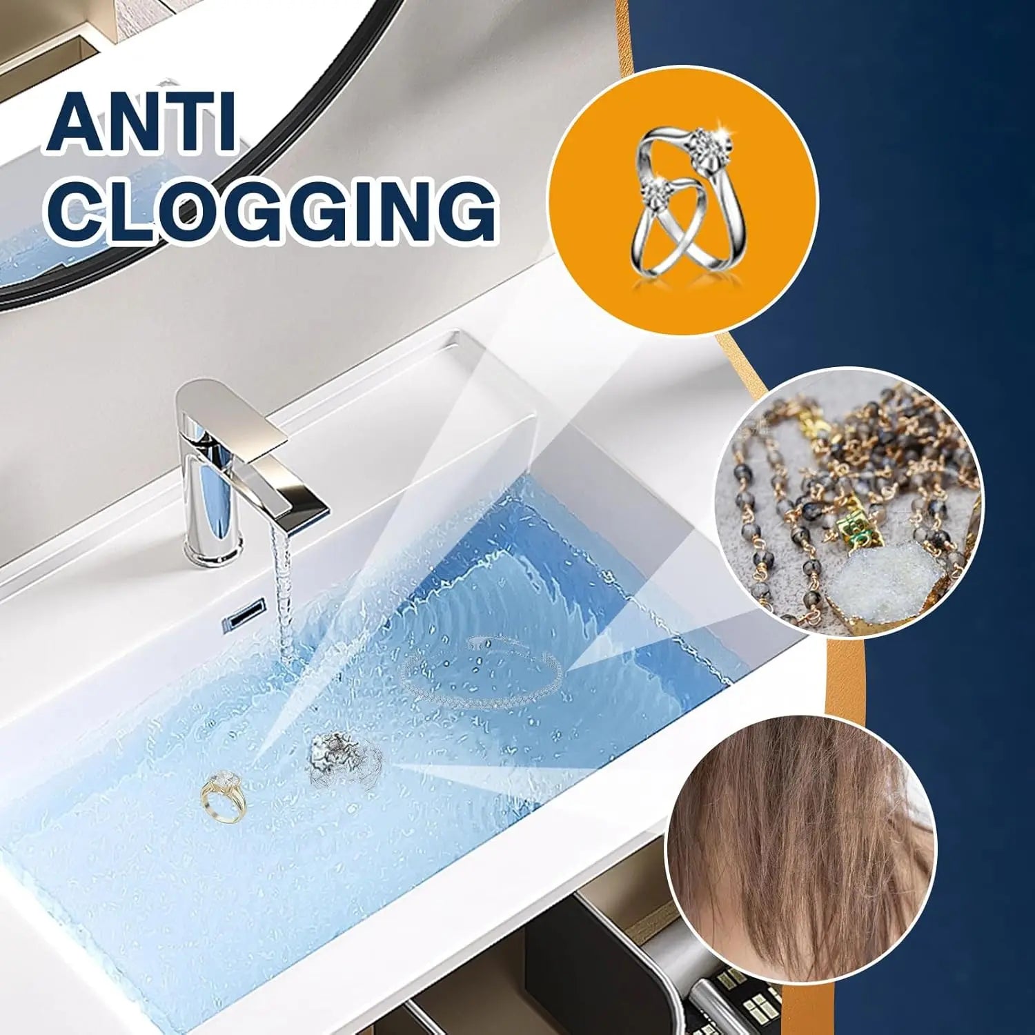 Pop-Up Bathroom Sink Drain Strainer Filter – Removable Stainless Steel Basket Hair Catcher