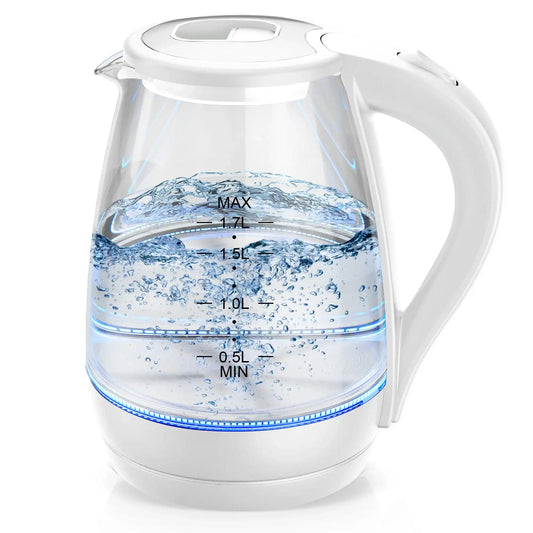 Cachoo 1.7 L Glass Electric Kettle – Borosilicate Fast-Boil Hot Water Boiler with LED Indicator