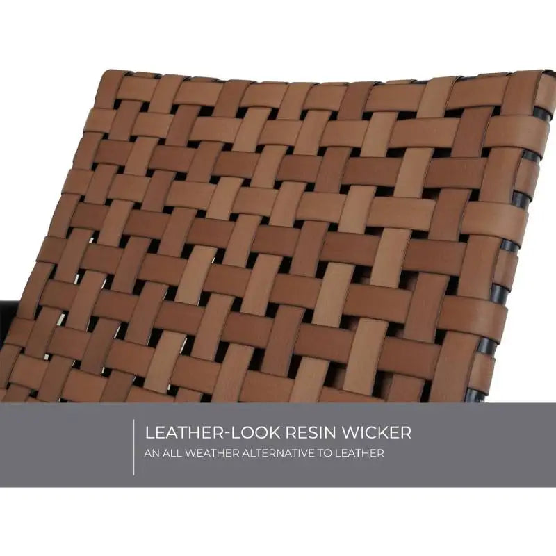 4-Piece Vintage Brown Wicker Outdoor Furniture Set – Leather-Look Patio Conversation Set with Loveseat, Chairs & Coffee Table