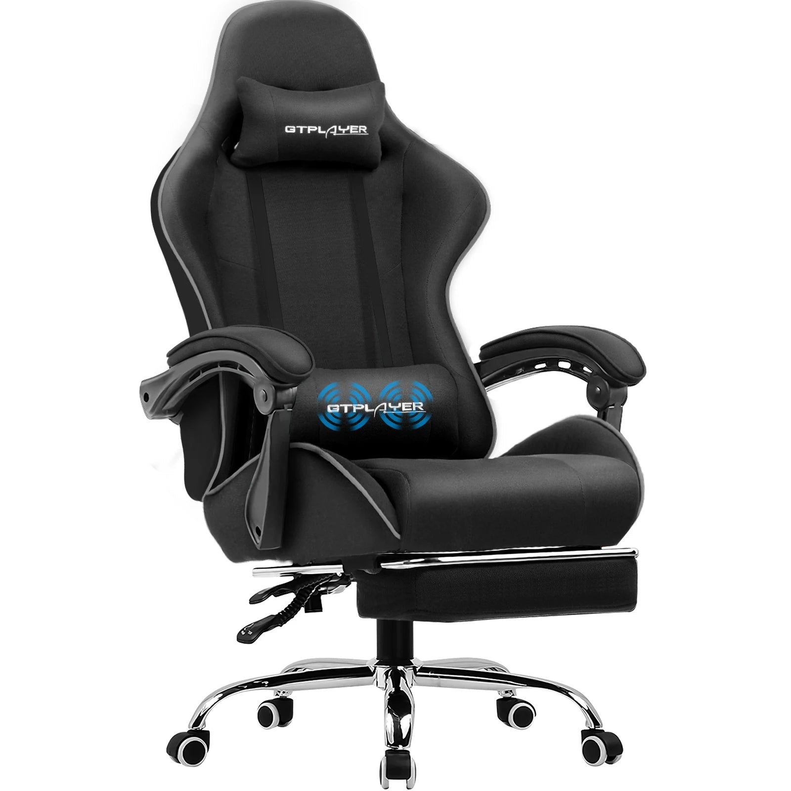 GTPLAYER Ultra-Comfortable Ergonomic Gaming Chair with Footrest, Lumbar Support & Swivel Headrest