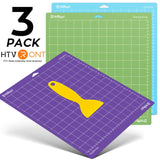 HTVRONT 3-Pack 12×12″ PVC Adhesive Cutting Mats – Mixed Colors for Cricut & DIY Machines