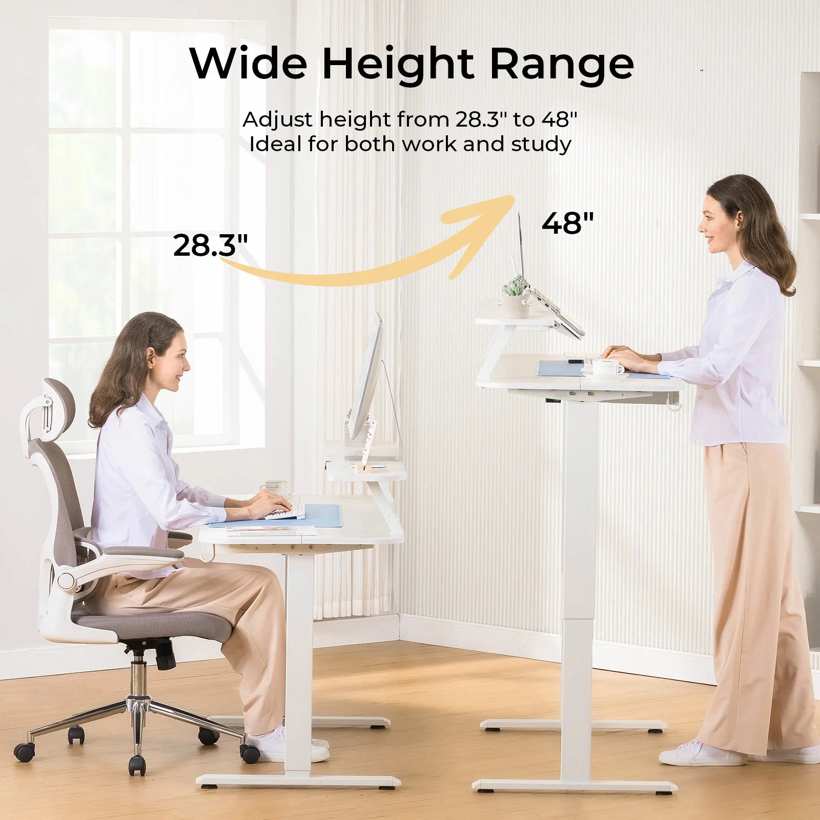 Electric Height-Adjustable Standing Desk with Drawers – Ergonomic Sit‑Stand Workstation for Home & Office