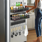 Magnetic Spice Rack for Refrigerator – 3-Pack Magnetic Shelf with 8‑Hook Rack, Moveable Fridge Organizer 🧂🧲