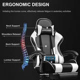 GTPLAYER Gaming Chair with Footrest – Ergonomic Office & Gaming Chair with Lumbar Support, Adjustable Height, Headrest & 360° Swivel