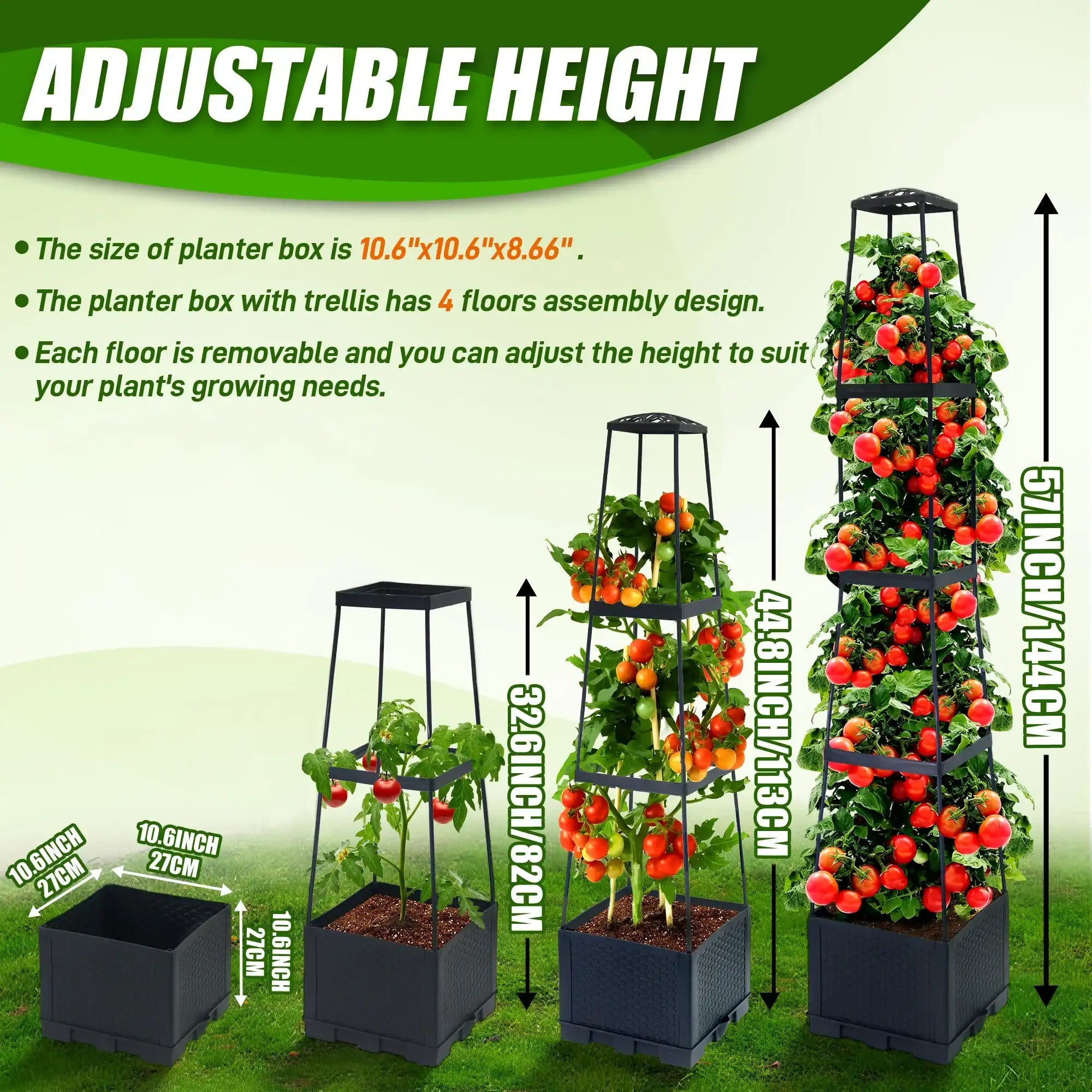 2-Piece Self-Watering Tomato Planter Box with Trellis & Climbing Cage – Indoor / Outdoor Garden Grow Kit 🍅🌿