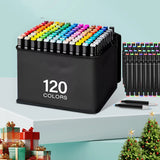 168-Color Dual-Ended Alcohol Marker Set – Permanent Brush & Fine Tip for Sketching, Drawing & Creative Notes 🎨