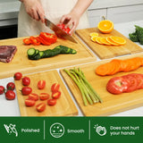 “4-Piece Extra Large Bamboo Cutting Board Set – Heavy Duty Kitchen Boards with Juice Groove & Inner Handles”