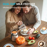 14-in-1 Electric Milk Frother & Steamer – Dual Cups (20.3oz & 13.5oz) Automatic Foam Maker & Milk Warmer