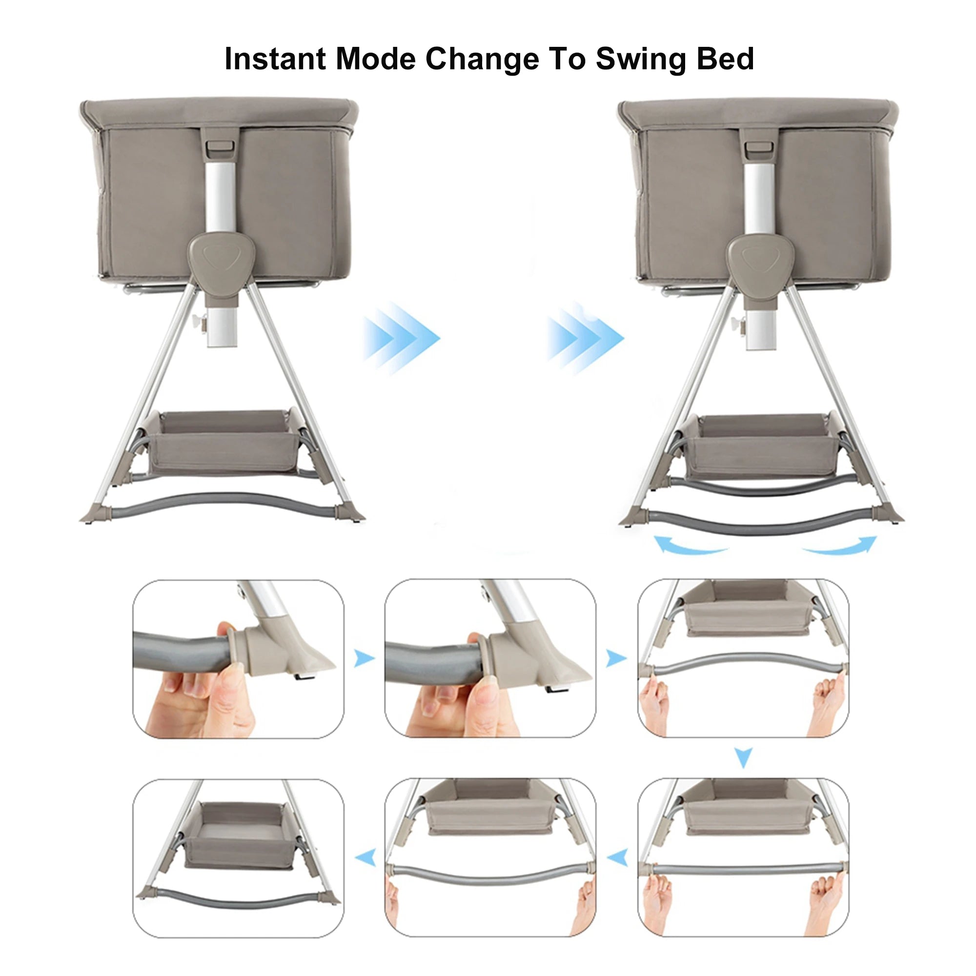 Baby Storch Rocking Bedside Sleeper & Portable Fold‑Crib – Pink