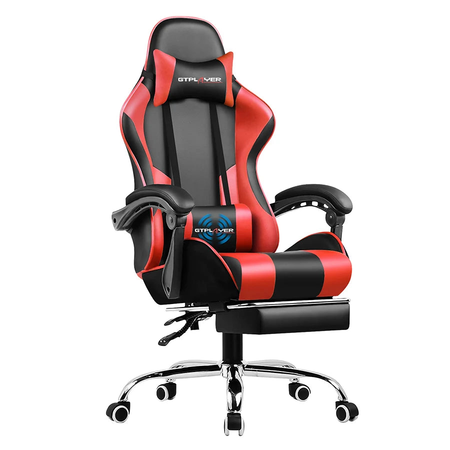 GTPLAYER Gaming Chair with Footrest – Ergonomic Office & Gaming Chair with Lumbar Support, Adjustable Height, Headrest & 360° Swivel