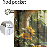 2-Panel Forest Waterfall Drapes – 3D Sunflower & Stream Pattern Curtains for Living Room, Bedroom & Balcony Sun-Shade